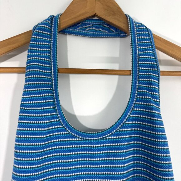 Pilcro Women’s Size Large Blue Stripe Scoop Halter Neck Knit Tank Top New - Picture 5 of 9